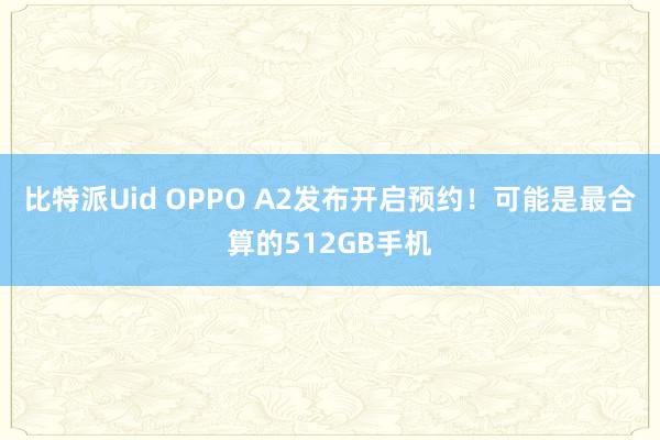 比特派Uid OPPO A2发布开启预约！可能是最合算的512GB手机