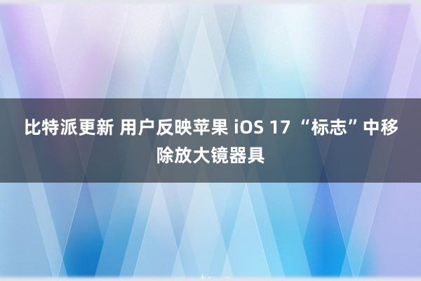 比特派更新 用户反映苹果 iOS 17 “标志”中移除放大镜器具